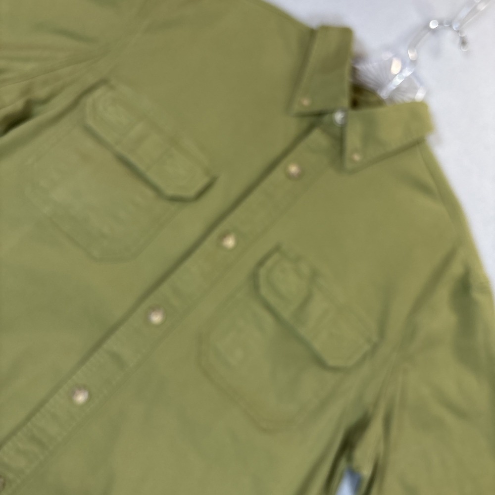 Duluth Trading Co Men's Canvas Green Short Sleeve Utility Workwear Shirt Medium